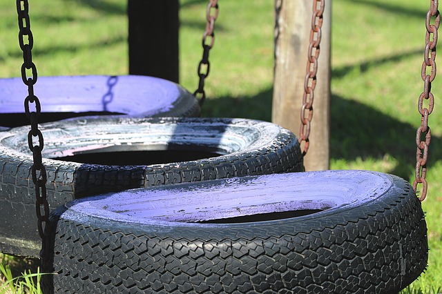 image of 3 tire swings