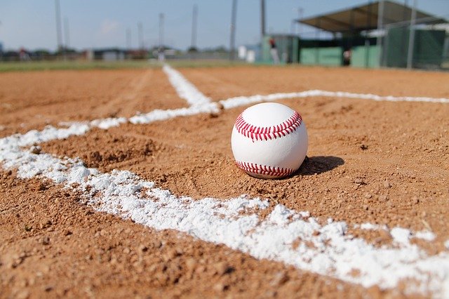 image of baseball on baseball field